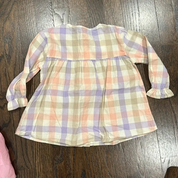 H&M Girl shirt bundle Pink Ruffle and Plaid Button-Up Shirt - Picture 4 of 8